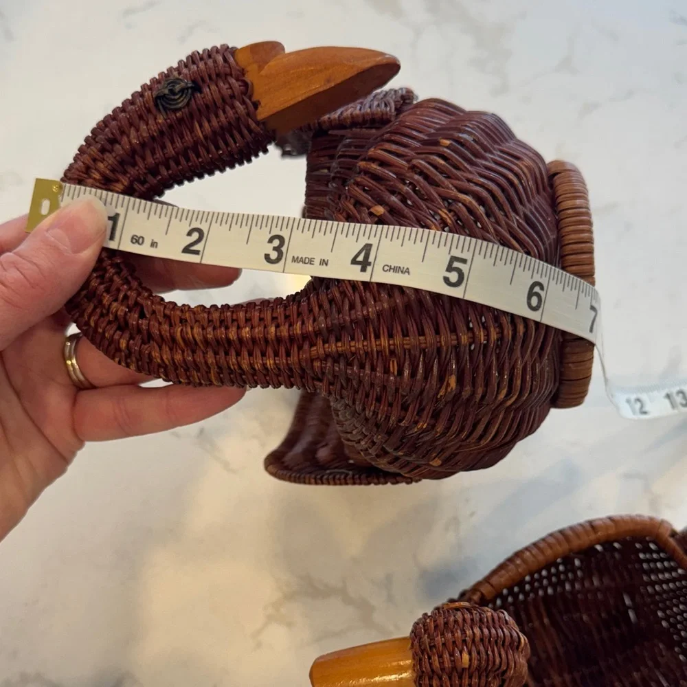 Swan Duck Woven Handcrafted Nesting Brown Wicker Basket Set of 3